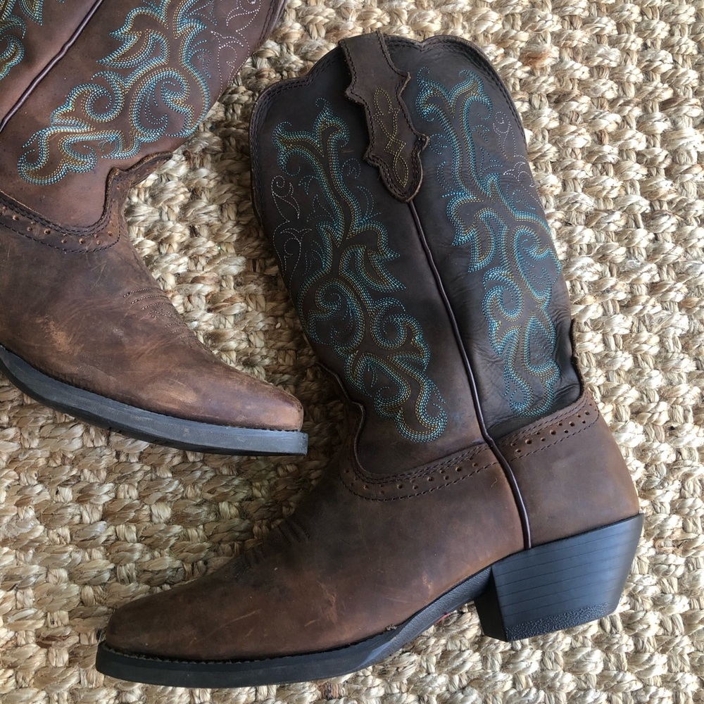 Justin Boots Brown and Blue Women's Western Boots - Picture 5 of 12